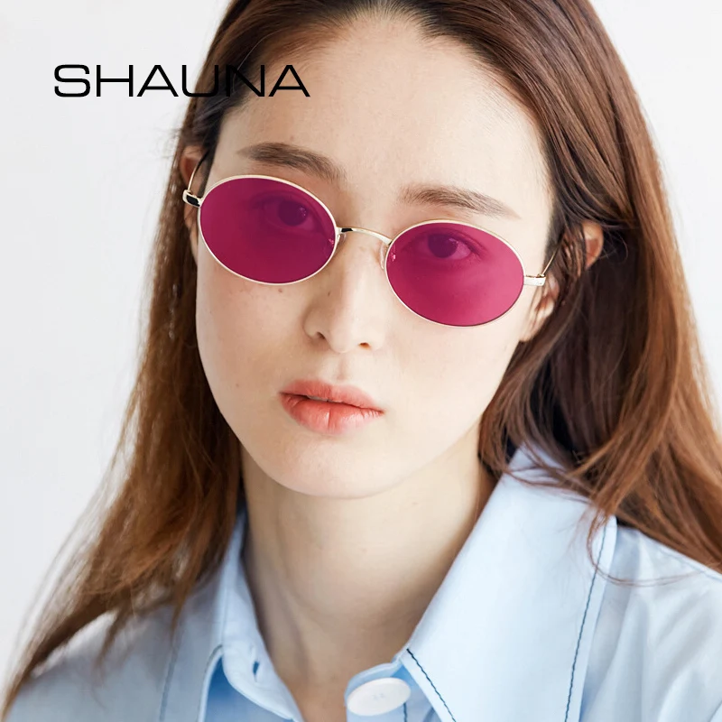 Женские Овальные Солнцезащитные очки SHAUNA Ретро стиль брендовый дизайн модный