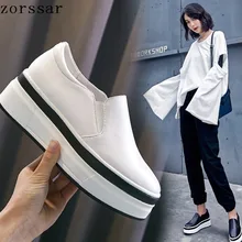Zorssar/Новинка года; сезон весна-осень; женские туфли на плоской подошве; лоферы на платформе; женская повседневная обувь из натуральной кожи без шнуровки; обувь на плоской толстой подошве