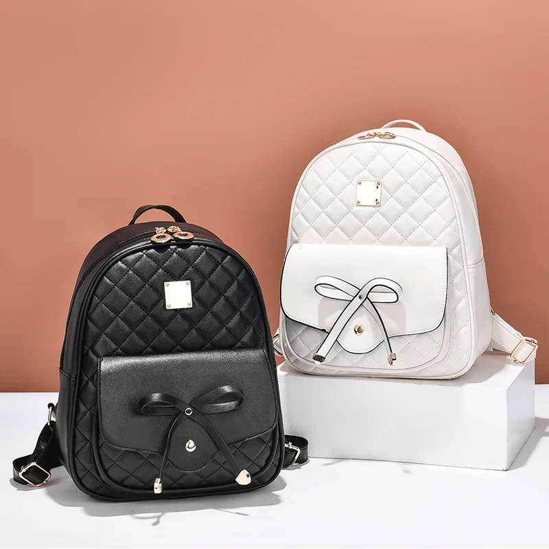 Women's bag 2021 new bow-knot backpack three-piece set of European and American trends