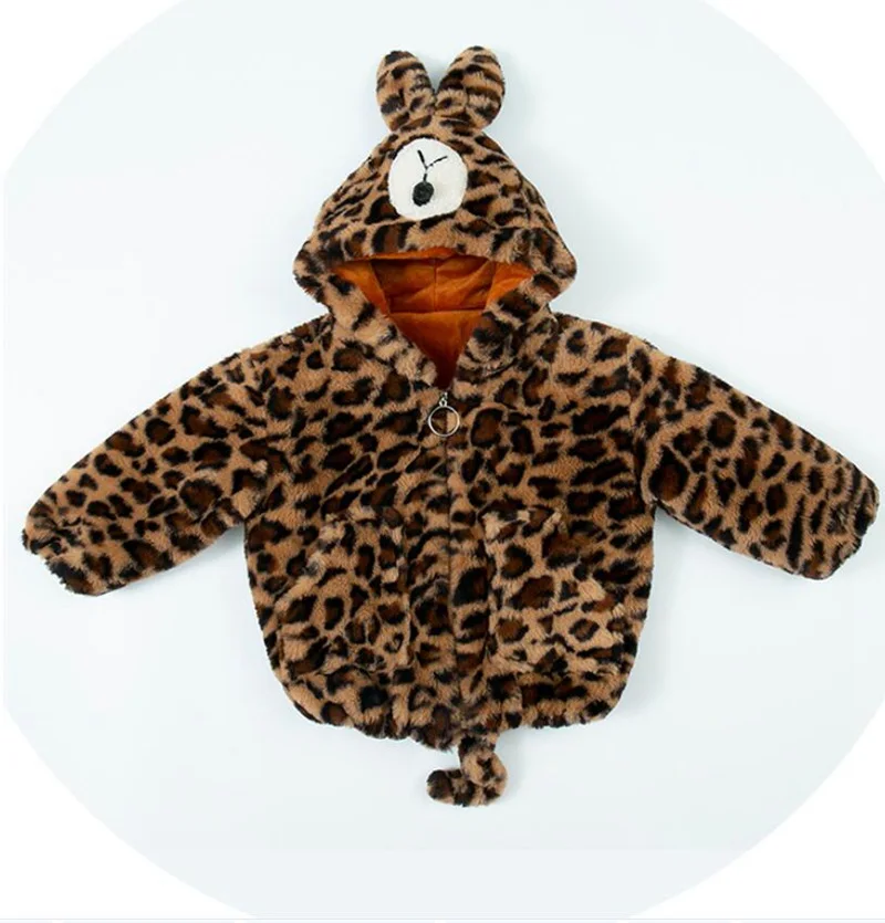 CROAL CHERIE Winter Kids Girls Jacket Halloween Clothing Warm Leopard Fleece Fur Boys Winter Coat Outerwear Snowsuit  (1)