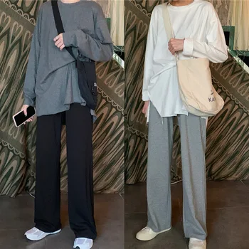 

2020 Spring Women Pants Plus Size Loose Black Gary Cotton Casual Style Harajuku Bts Kpop Ovesize Pants Women Free Shipping