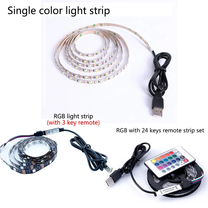 Светодиодная лента 5 В USB кабель мощный гибкий светильник RGB/белый/теплый белый 1 м