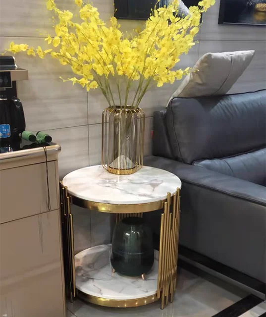 Light Circular luxury Double Layered Gold Center Table 4