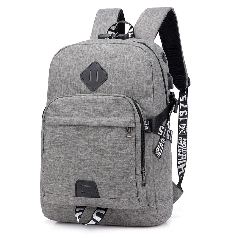 

New Style Korean-style USB Charging Backpack Large Capacity Men And Women Middle School Students School Bag Computer Backpack