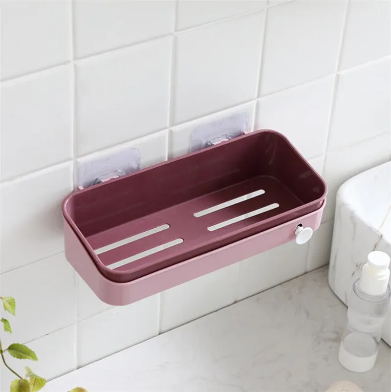 Type 2 Purple Double Layers Bathroom Shelf Adhesive Badkamer Rek Storage Rack Corner Shower Shelf Kitchen Home Decoration Bathroom Accessories - Цвет: Type 2 Purple