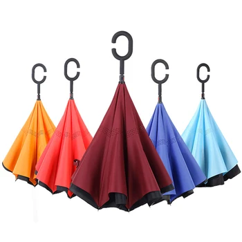 

Fiberglass Frame Men/Women Umbrella Reverse Solid Color Durable 2020 New Design Business Quality Windproof Inverted Umbrella