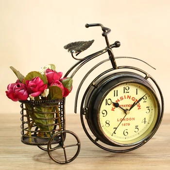 

Europe Retro Table Clock Round Mute Art Bike Desk Clock Monitoring Large LCD Screen Multifunction Electronic Desk Clock