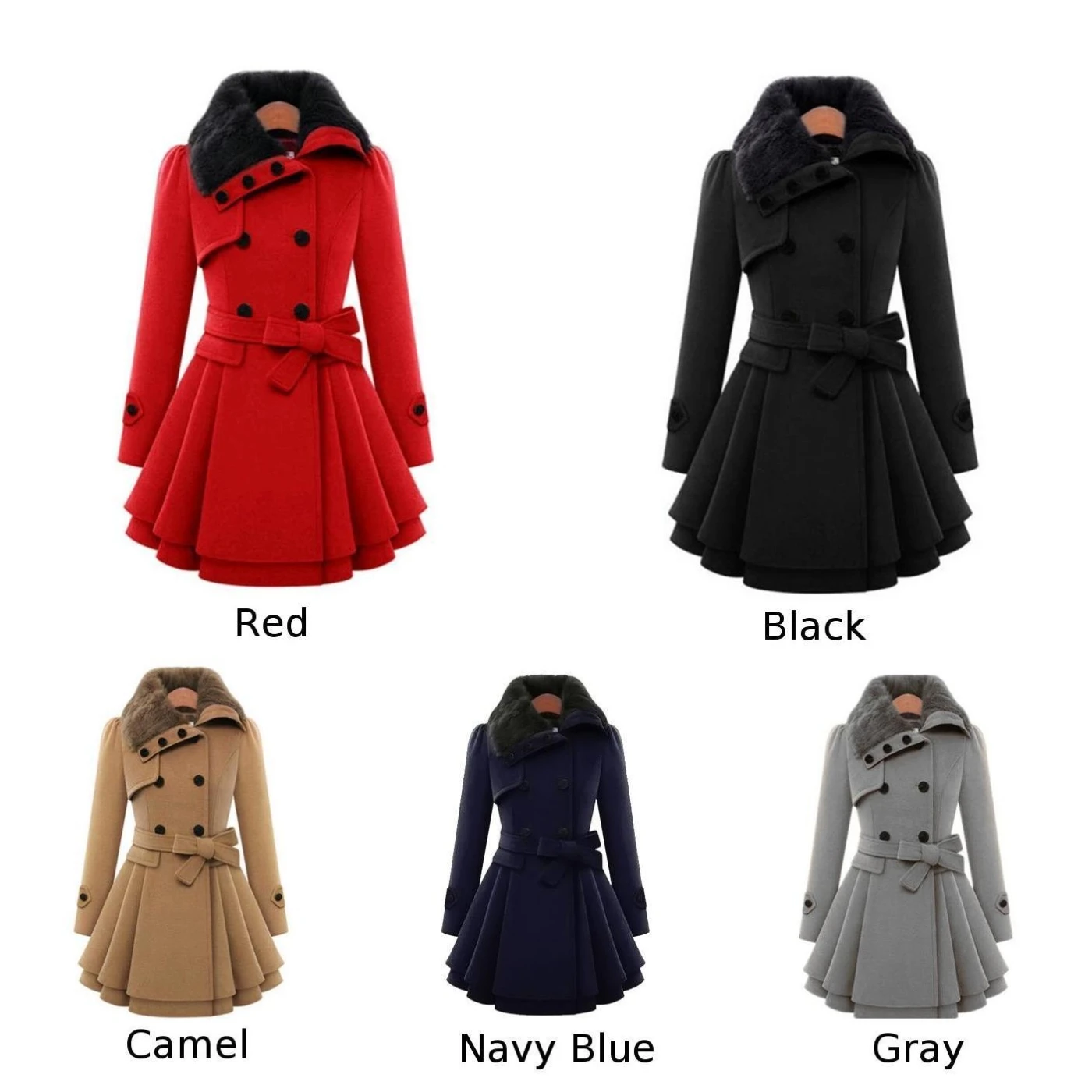 Женское пальто, утолщенное зимнее теплое пальто, женское тонкое пальто, ветровка, пальто с поясом, теплый меховой воротник, зимние элегантные стильные куртки