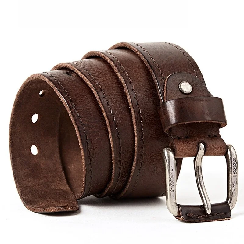 

Men Top Layer Leather Casual High Quality Belt Pin Buckle Genuine Leather Fashion Design Belts Male Waistband Retro Strap