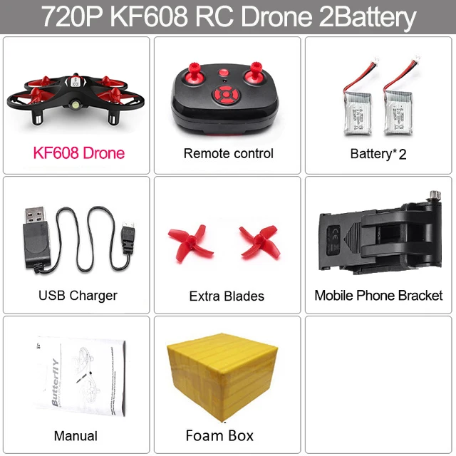 KF608 720P 2B FB HGIYI KF608 Радиоуправляемый Дрон с камерой 720P Wifi FPV режим удержания высоты Безголовый 3D переключатель скорости Квадрокоптер вертолет мини-Дрон - Цвет: KF608 720P 2B FB