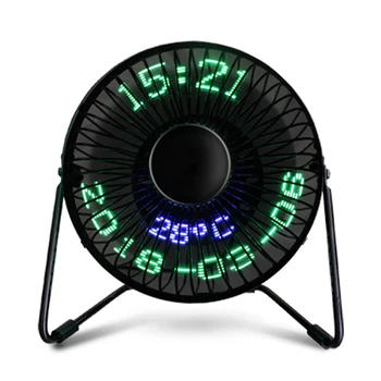 

Mini Desktop USB LED Clock Cooling Fan Portable Metal Realtime Calendar Temperature Display Fan for Home and Office