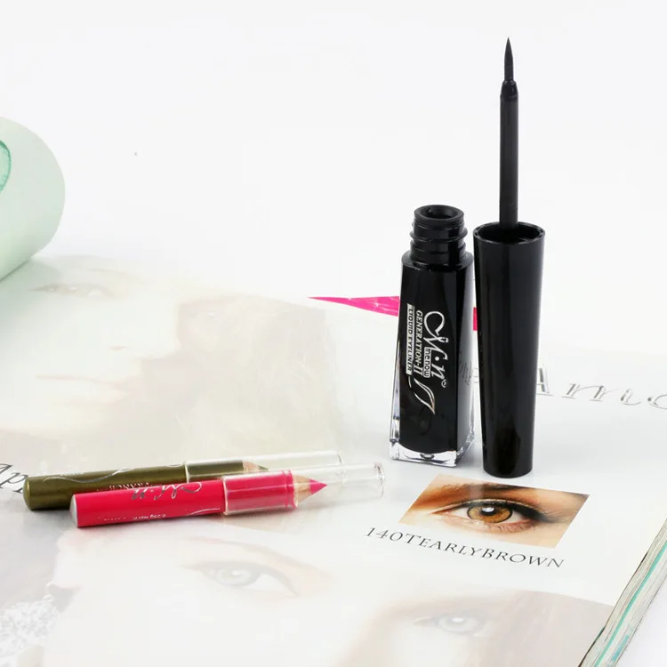 Menow Eye Liner Набор для макияжа 2 шт. карандаш губ + 1 черная жидкая подводка глаз Ручка