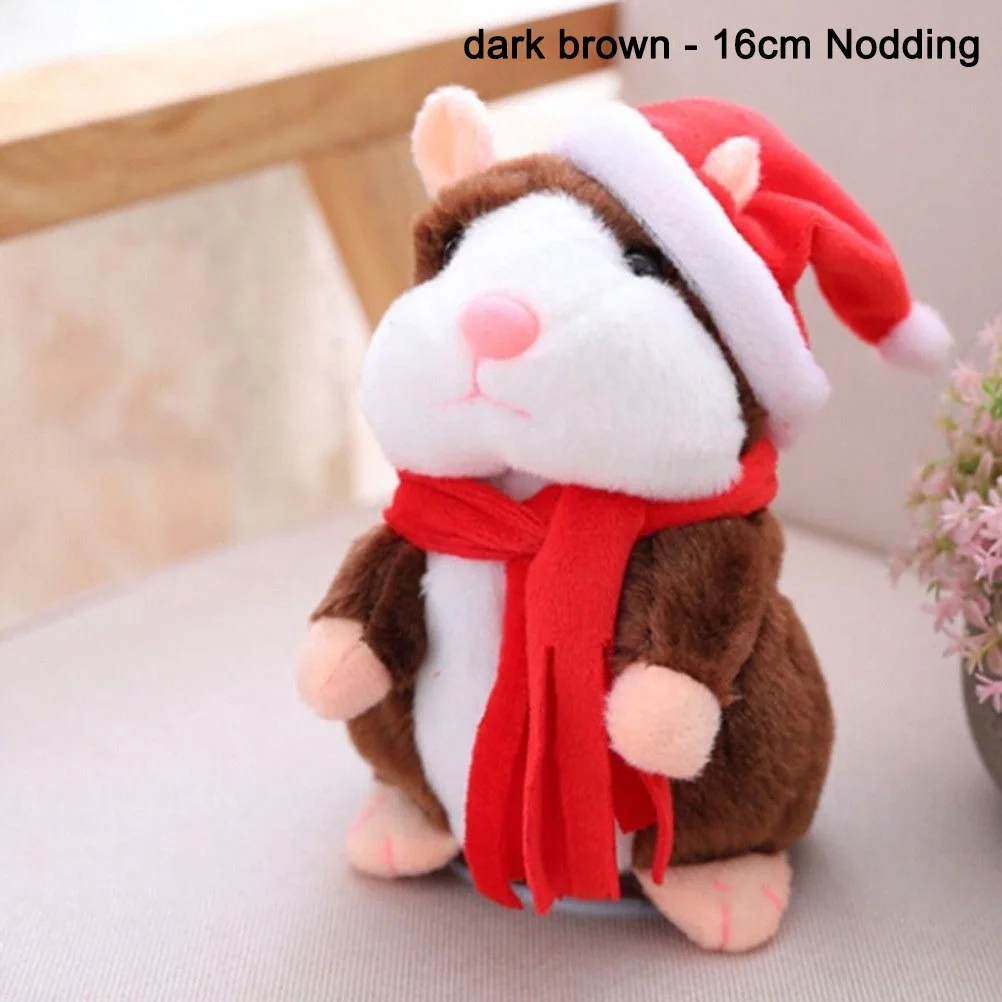 Cheeky Hamster Electric Talking Walking Pet Christmas Toy Speak Record Hamster Gift High Quality - Цвет: 16cm Nodding brown