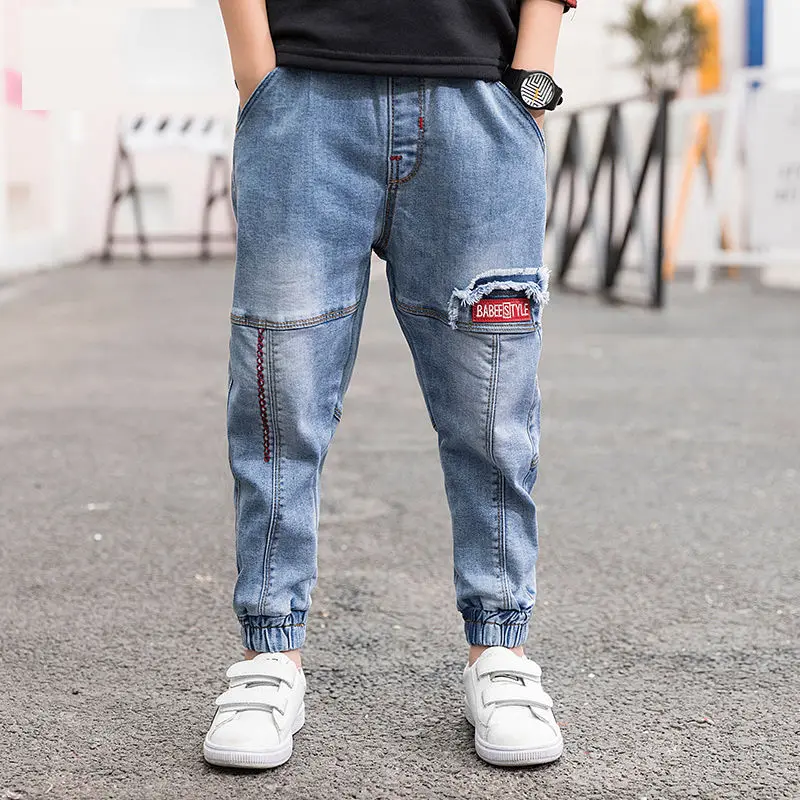 Джинсы для мальчиков от 4 до 14 лет повседневные брюки для подростков детская джинсовая одежда Одежда для мальчиков длинные штаны для малышей Весна-Осень - Цвет: blue 9036
