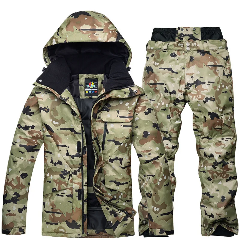 

Waterproof Thermal Ski Jackets + Snowboard Snow Pants Men Super Warm Winter Snowboard Camouflage Jacket Set Suit Pant Windproof