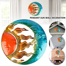 

Sun and Moon Metal Wall Art Artistic 3D Wall Hanging Decor 11.6'' Wall Sculpture for Patio Lawn Yard Porch Garden Home Ornaments