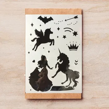 

1Pcs A4 29cm Princess Unicorn Horse DIY Layering Stencils Wall Painting Scrapbook Coloring Embossing Album Decorative Template