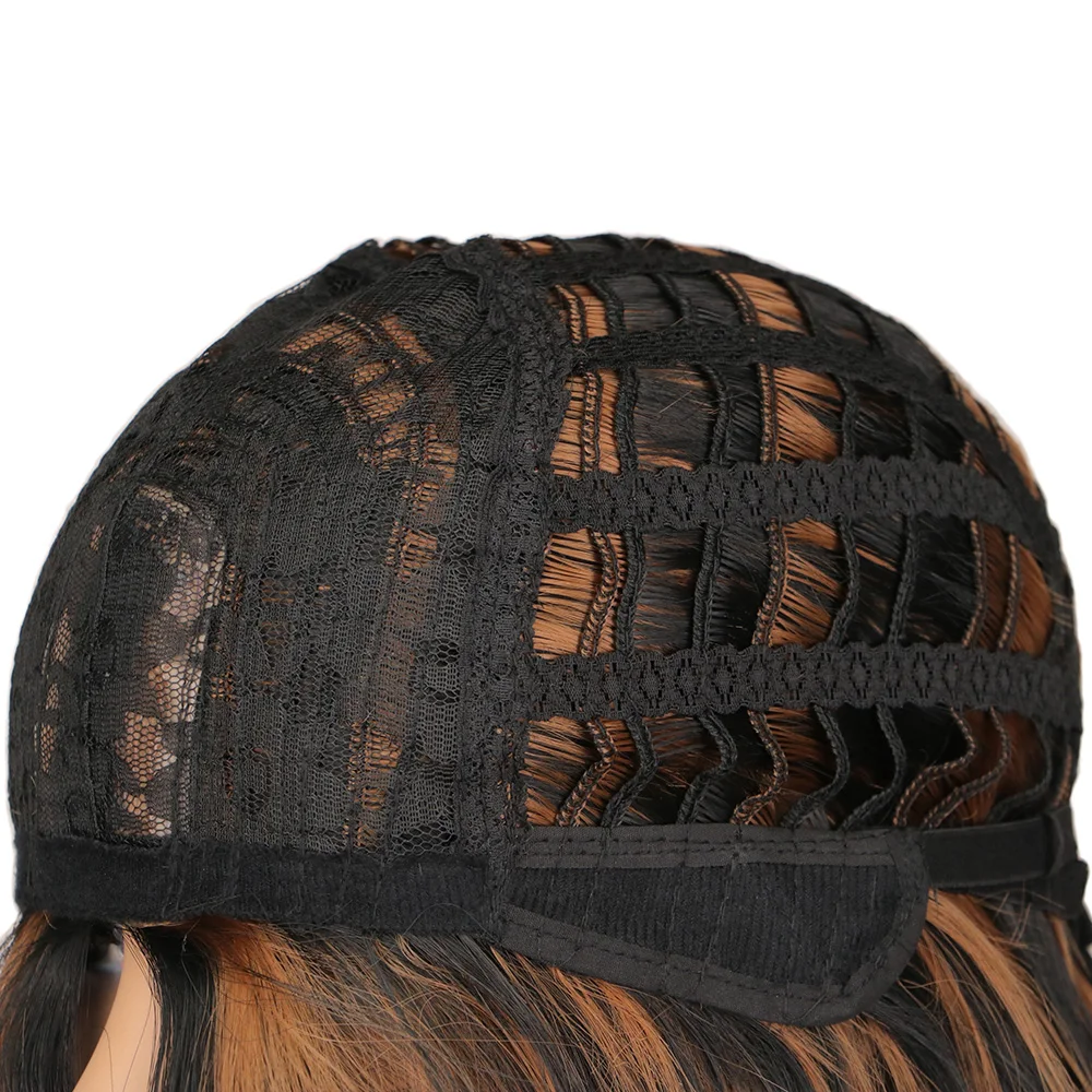 Hcf5a91c44df84edbb1b33992e5d63e3fr Women Synthetic Wigs Natural Wave Short Wig Middle Part Mixed Black and Brown Heat Resistant False Hair for Women Mallzona