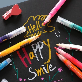 

12colors Permanent Acrylic Marker Waterproof Clothes Shoes Body Nails Graffiti Painting Pen Gillter Highlighter Art Supplies