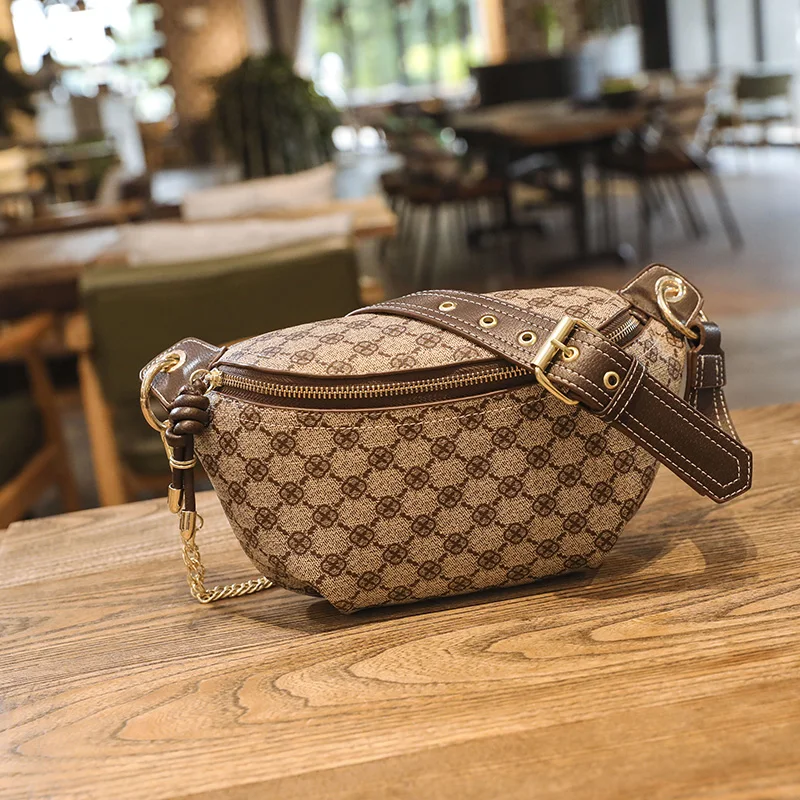 Mahjong Shoulder Bags For Women Crossbody Sling Chains Strap Leather Plaid Chest Belt Saddle Handbags crossbody bag,women handbags,leather shoulder bag