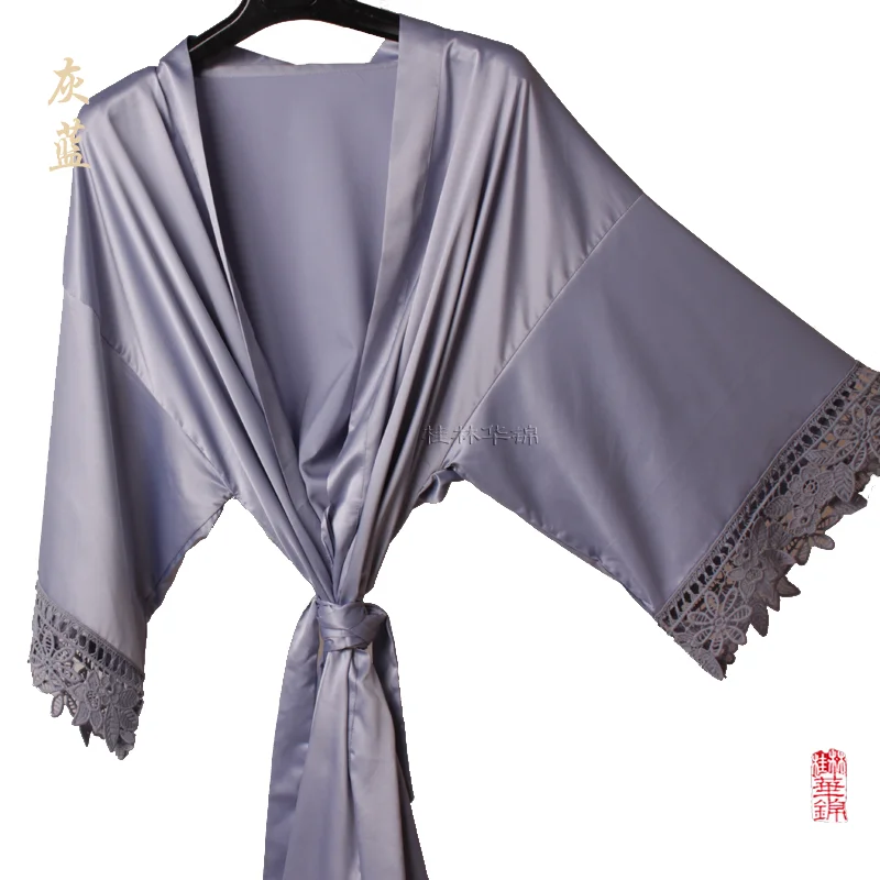 dusky blue Платье подружки невесты, матовый Атласный халат, шелковый халат, кружевной халат, свадебное платье, свадебное праздничное платье A9007 - Цвет: dusky blue