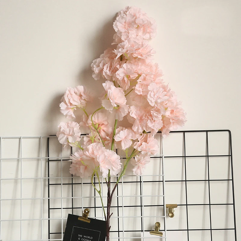 Шелковый Искусственный цветок вишня ветка для дома свадебное украшение вишня цветок - Цвет: Pink champagne