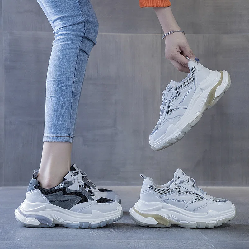 US $289.90 Single net hollow female casual wild net red with the same paragraph breathable net shoes thick bottom shoes