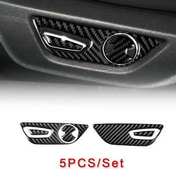 

5PCS For Ford Mustang 2015-19 Carbon Fiber Car Seat Adjustment Button Trim Cover Stickers Car Styling Accessories 2020 NEW