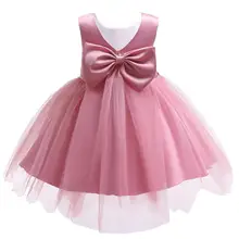 Новое Детское платье-пачка принцессы с большим бантом для девочек, элегантное праздничное платье с цветочным рисунком для девочек на день рождения, необычное платье Рождественская одежда для маленьких девочек