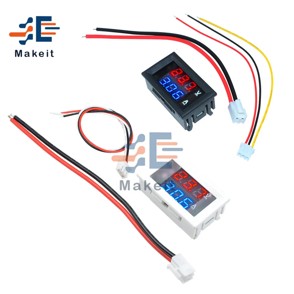 

DC 100V 10A 0.56" Blue Red Dual LED Display Mini Digital Panel Voltmeter Ammeter Amp Volt Current Meter Tester With Lines