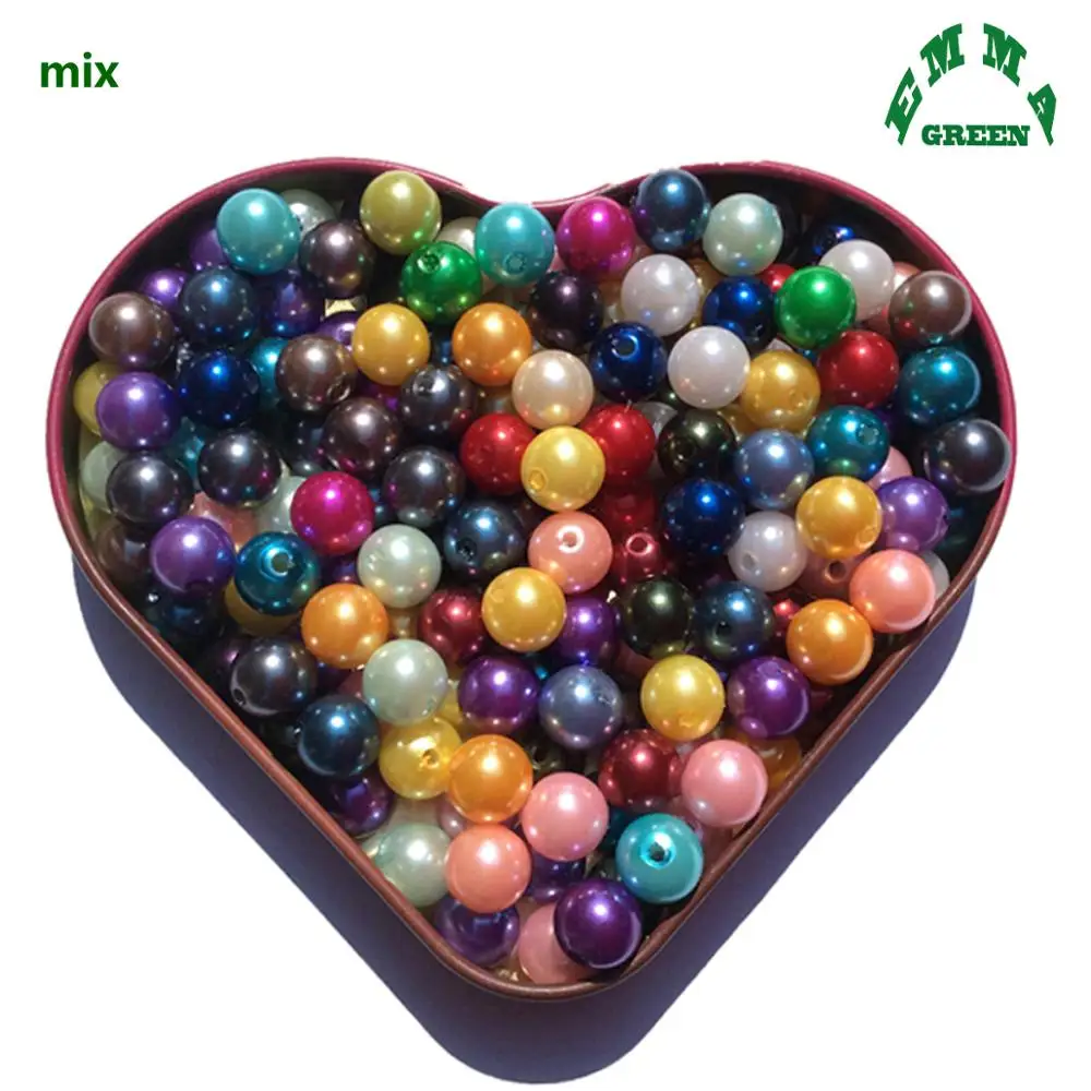 Pearl Beads for Jewelry making Pearls Bead A69 6mm to 30mm Round Beads Mint Green Acrylic abs Pearl Beads Chunky Bead for Kids