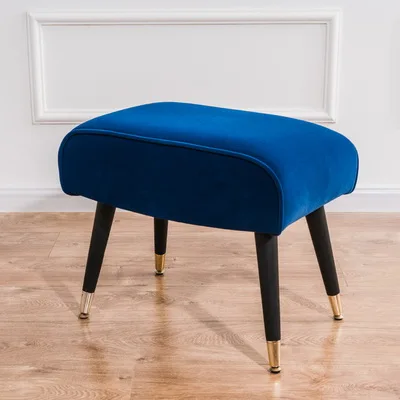 Деревянный пуф скандинавский стул простой пуф для гостиной Детская мебель ткань табурет - Цвет: Синий