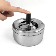 Пепельница из нержавеющей стали для курения, круглая пепельница с вращающимся подносом, с нажимом вниз, пепельница Пепельница из нержавеющей стали для курения, круглая пепельница с вращающимся подносом, с нажимом вниз, пепельница