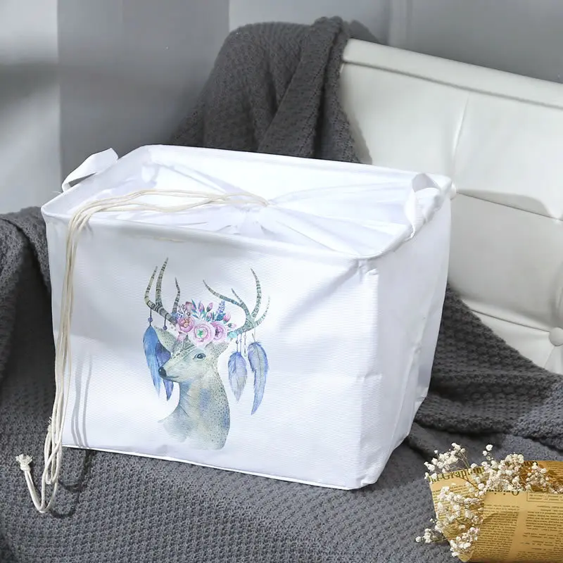 40X30X30CM Children's hamper Toy storage basket Cotton linen bucket Large laundry bucket Internal waterproof storage bag