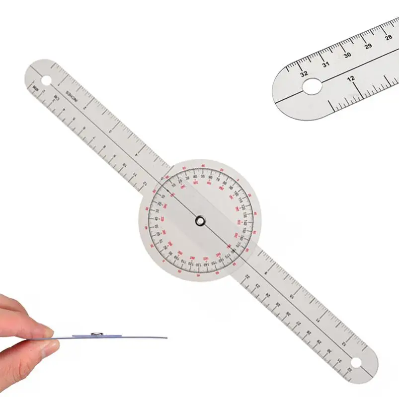 LLLucky 3Pcs/Set Physio Goniometer Angle Protractor Inch Ruler Joint Bend Measure Clear