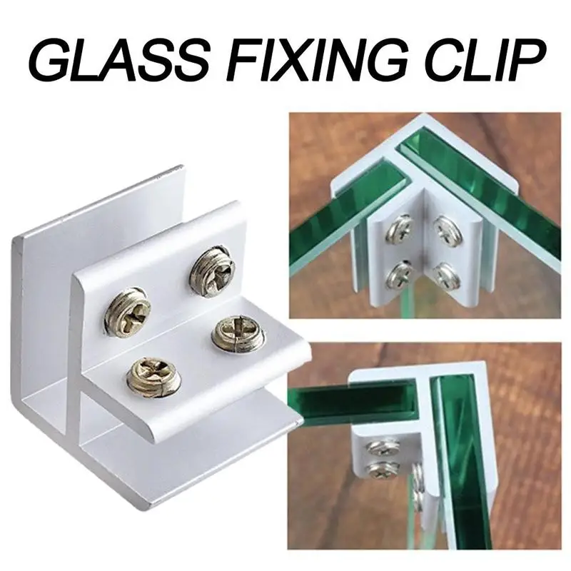 1pc Glass Clamp 10 12mm Glass Board Double Sides 90 Degrees L Style