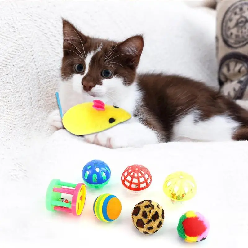 Набор игрушек для кошек, кошек, мышек, кошачьих мячей из сизаля, подарочный набор игрушек из перьев для маленьких кошек, котят, товары для домашних животных