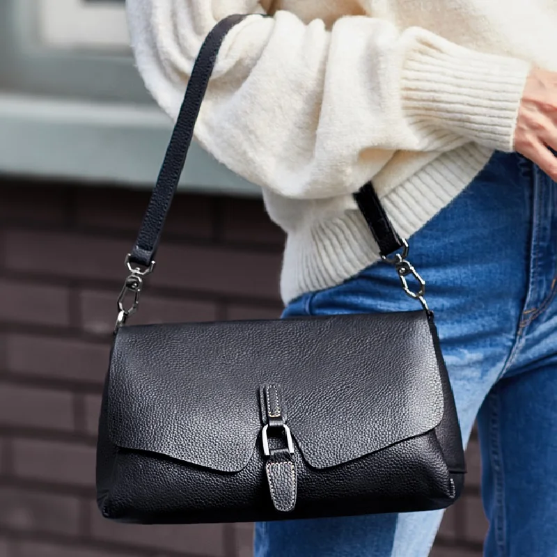

ZOOLER Famous Brand Genuine Leather Shoulder bag Hot Button Skin Shell bag leather purse Girl 2021 Designer Tote Bags Hot #ld200