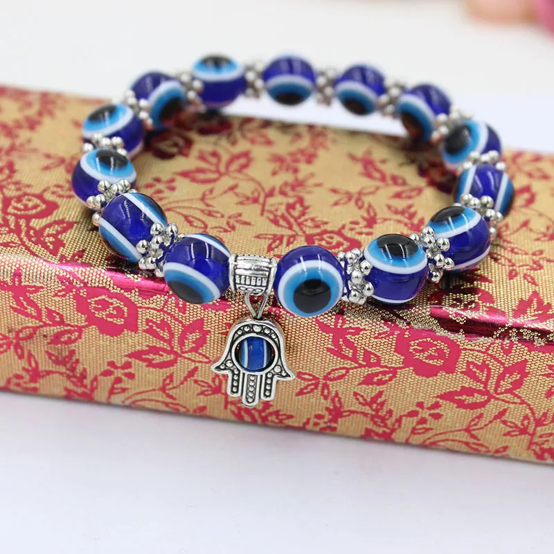 Demon Eye Resin Beads Bracelet, Hand Pendant, Elastic Cord, Hot Selling Turkish Jewelry, 10mm