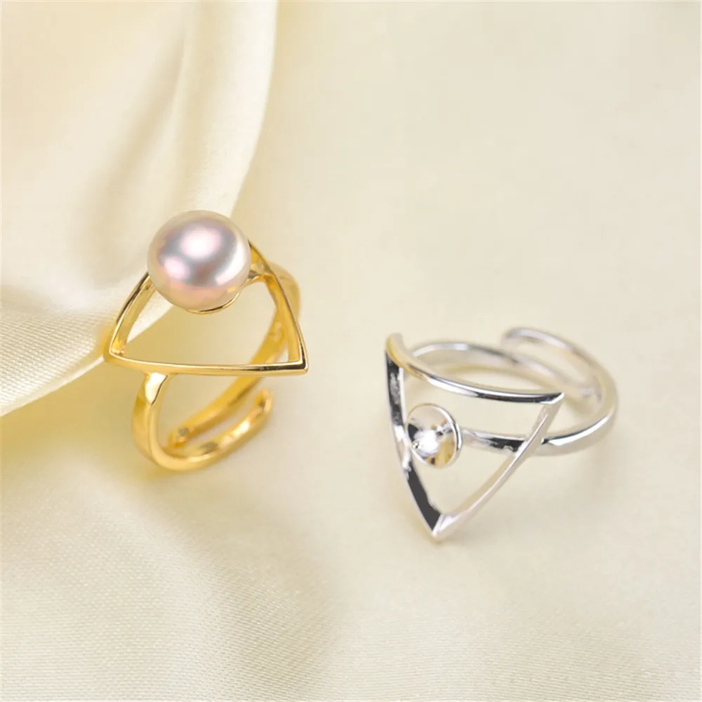 Ring Mount Pearl Accessories Adjustable Size 925 Sterling Silver Ring Jewelry DIY No Pearl