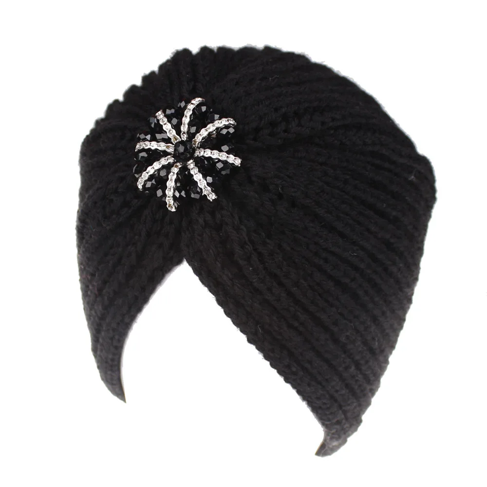 women winter warm knited bonnet cap muslim hijab cap cashmere crossover headband indian hat wrap head scarf turbantes mujer