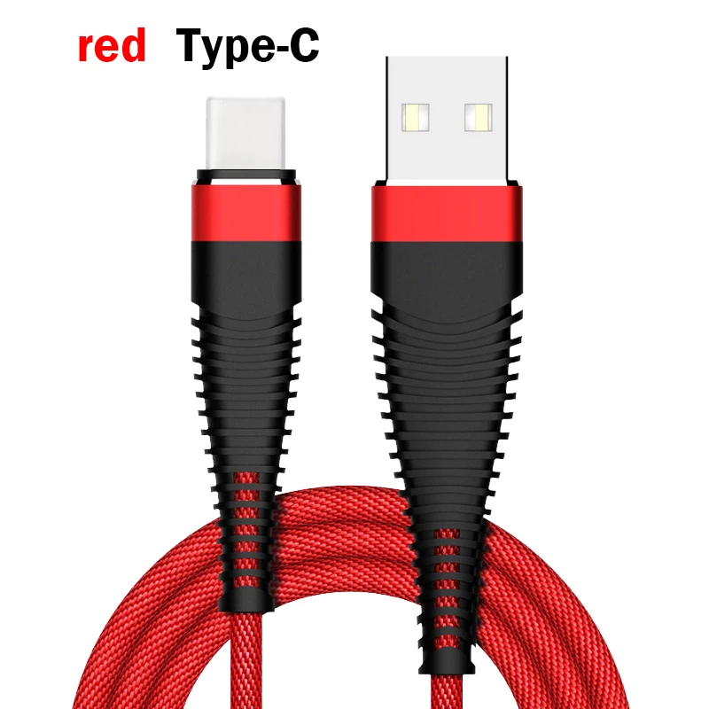 USB Мобильный телефон 3A быстрое зарядное устройство кабель USB зарядная Кабельная линия type-C Micro для iOS 1 м Android супер зарядное устройство USB линия передачи данных - Цвет: Red For Type-C