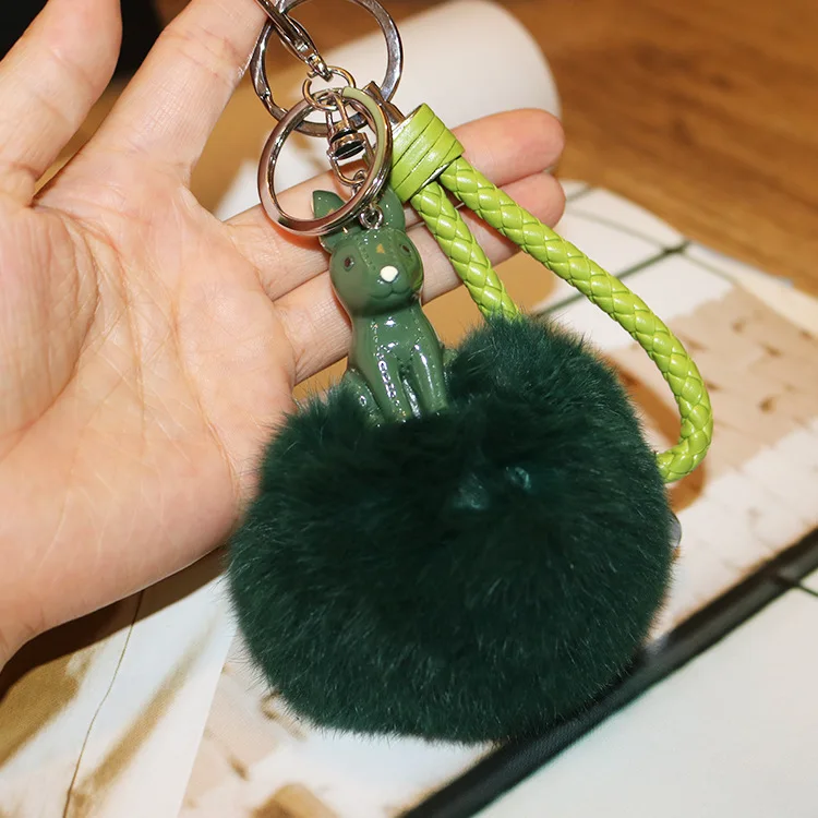 Green Woven Rope Креативный мультфильм Hairball милая сумка Подвеска студенческий подарок брелок животные и природа плюшевый маленький брелок милые плюшевые брелки - Цвет: Green Woven Rope