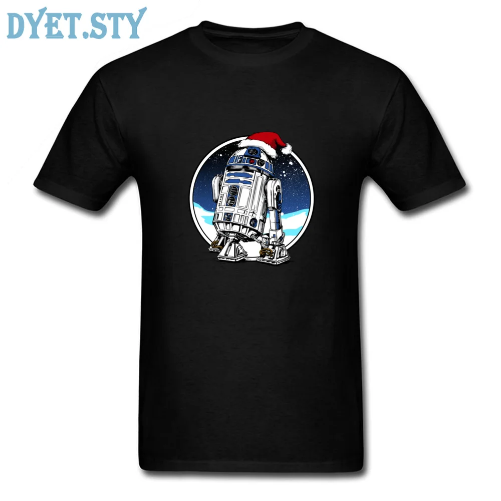 Рождественская футболка мужские топы «Звездные войны» Санта R2D2 футболка Новинка мультяшная одежда черная футболка Рождественский подарок футболки хлопковая одежда