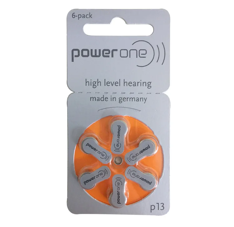 Hearing Aid Batteries Size 13 za Power one,Pack of 6,Orange Tab PR48 1.45V Type A13 AU-6nh Zinc Air Battery p13  with Box Case