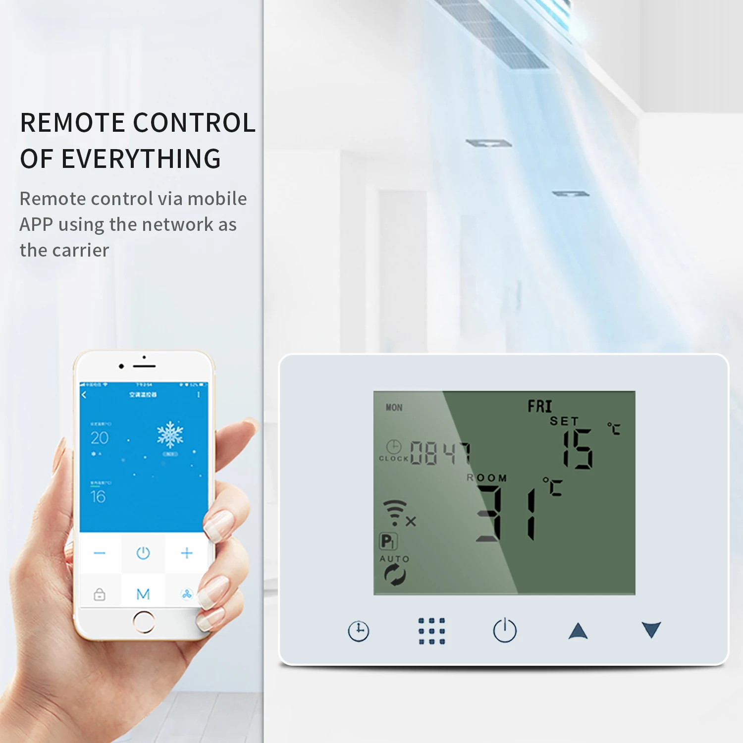 

Wireless Digital Thermostat Touch Screen WiFi & RF Gas Boiler Water Floor Heating Smart Temperature Controller Remote Control