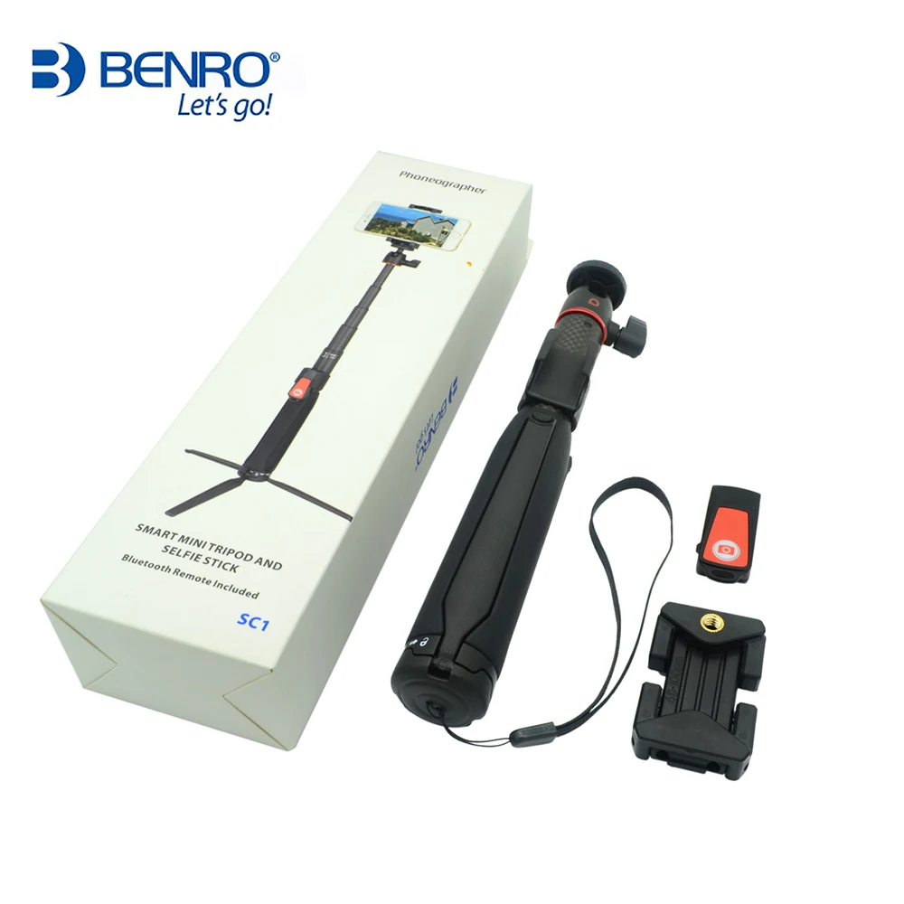 Benro SC1 Selfie Stick Carbon Fiber Desktop Tripod Small Cellphone Holder Bluetooth Remote For iPhone GoPro Live Video