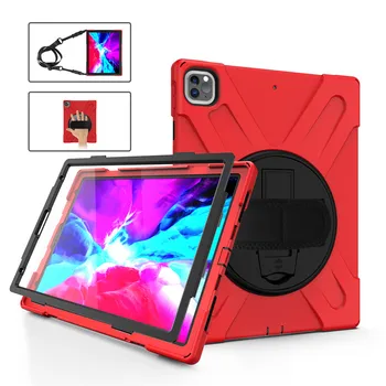 

Case For iPad Pro 12.9 inch 2020 Kids Safe Shockproof Heavy Duty Silicone+PC Kickstand Case w/ Wrist+Shoulder Strap Cover +pen