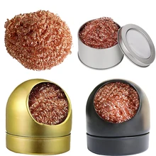 Desoldering Cleaning Ball  Soldering Iron Mesh Filter Cleaning Nozzle Tip Copper Wire Cleaner Ball Metal Dross Box Clean Ball