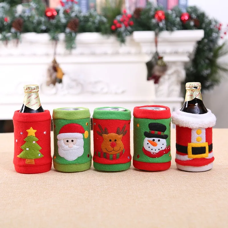 

11x10cm Snowman Deer Juice Drink Cans Decoration Santa Claus Belt Christmas Tree Cans Cover for Christmas Xmas New Year Party